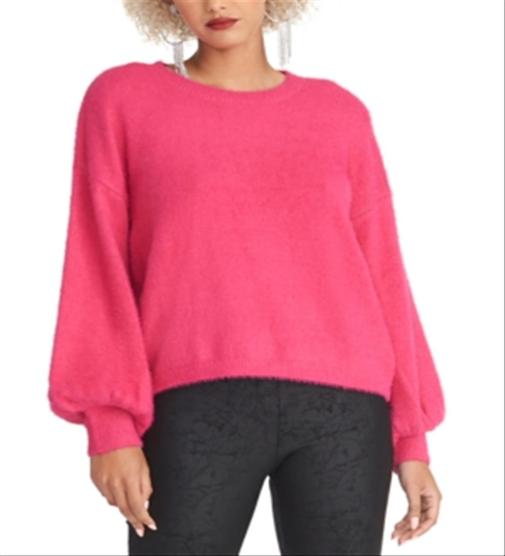 Rachel Roy Women's  Long Sleeve Crew Neck T-Shirt Sweater Pink Size Large