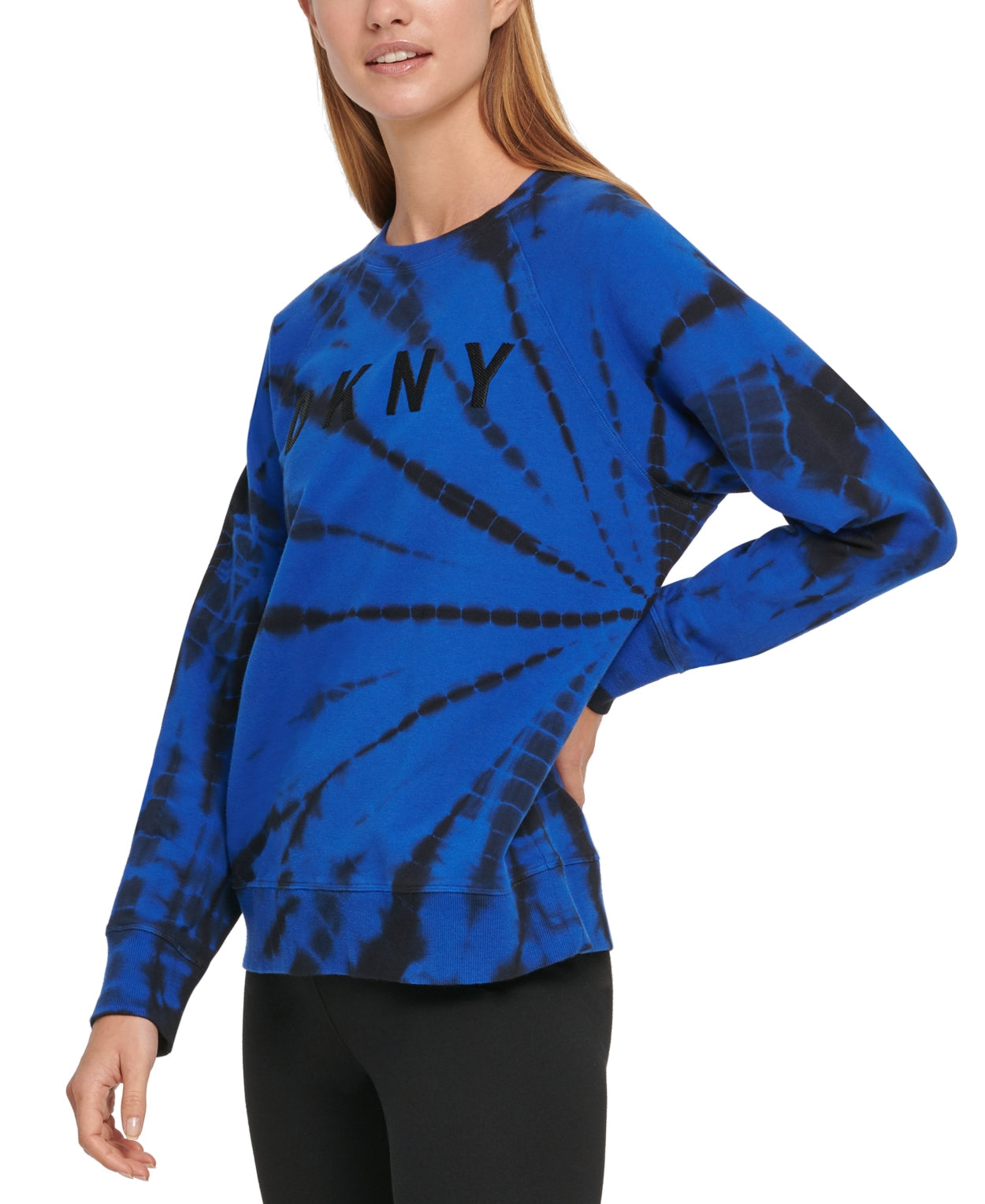 DKNY Women's Tie Dye Crewneck Pullover Blue Size X-Large