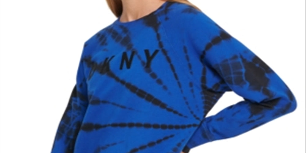 DKNY Women's Tie Dye Crewneck Pullover Blue Size X-Large