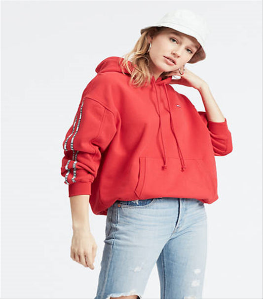 Levi's Women's Sleeve Tape Unbasic Hoodie Red Size Medium