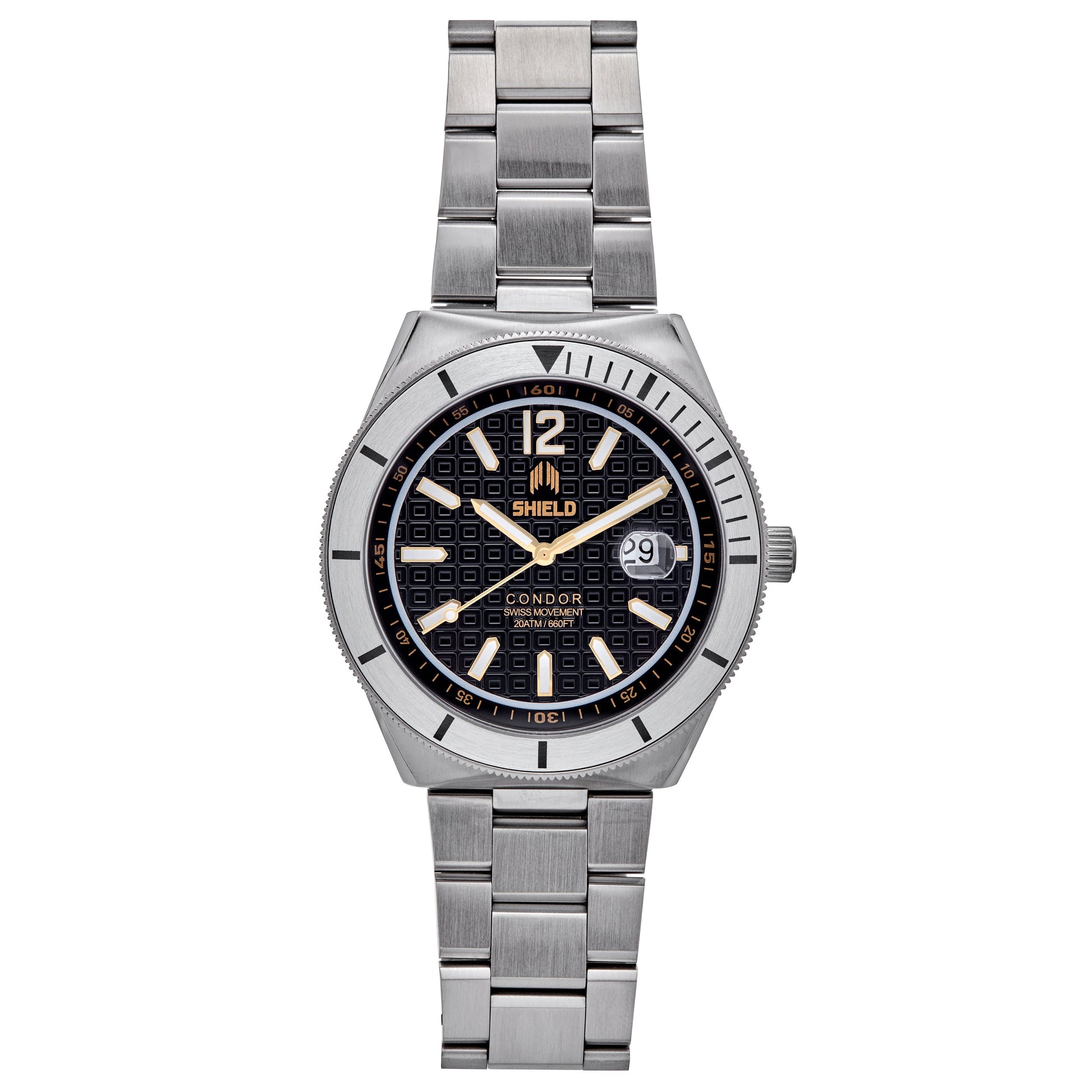 Shield Condor Bracelet Watch w/Date - Ruumur