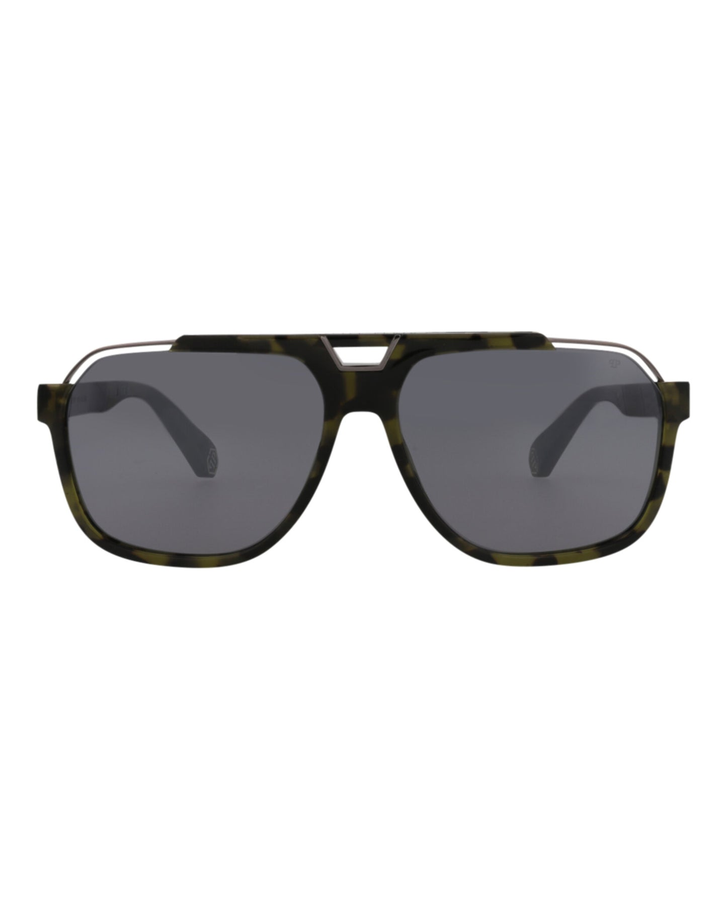 title:Philipp Plein Novelty Sunglasses Style #SPP046M-6192IX;color:Green Avana Green Avana Smoke