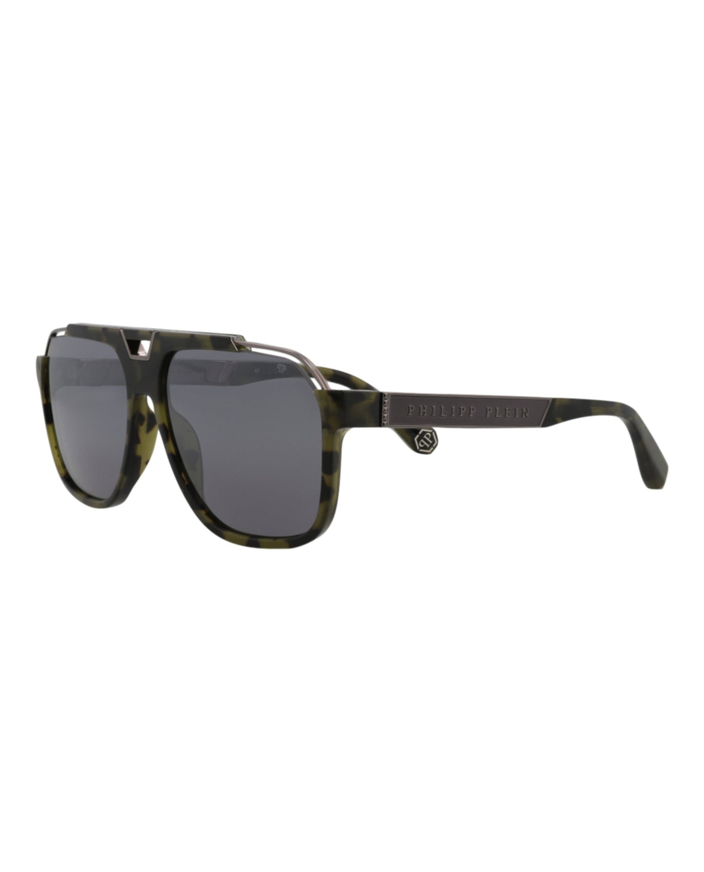 title:Philipp Plein Novelty Sunglasses Style #SPP046M-6192IX;color:Green Avana Green Avana Smoke