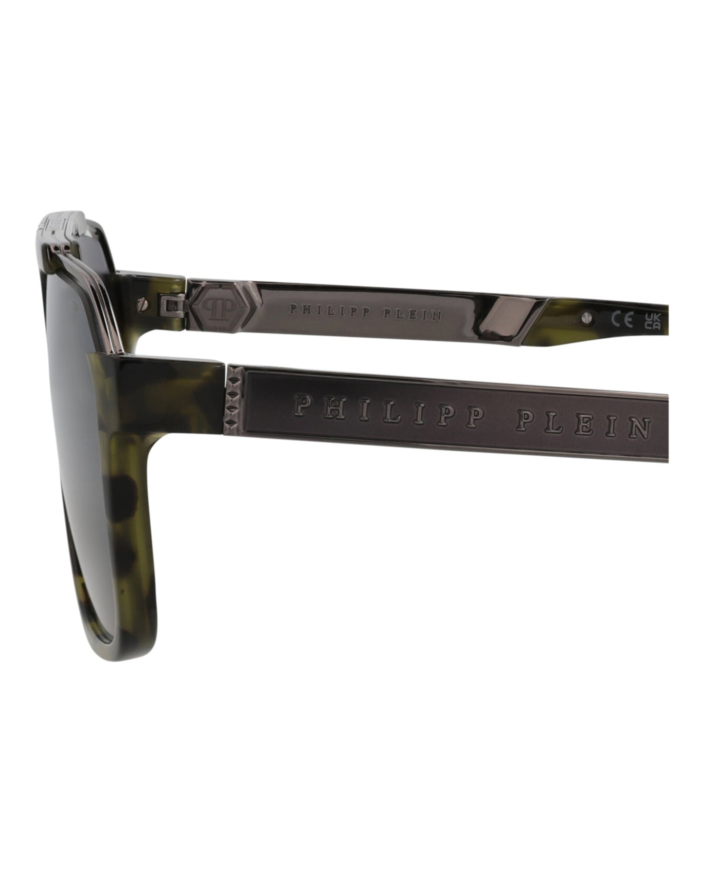 title:Philipp Plein Novelty Sunglasses Style #SPP046M-6192IX;color:Green Avana Green Avana Smoke