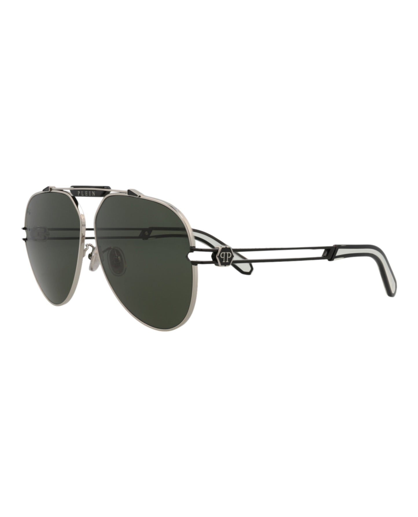 title:Philipp Plein Novelty Sunglasses Style #SPP048M-620583;color:Palladium Black Green