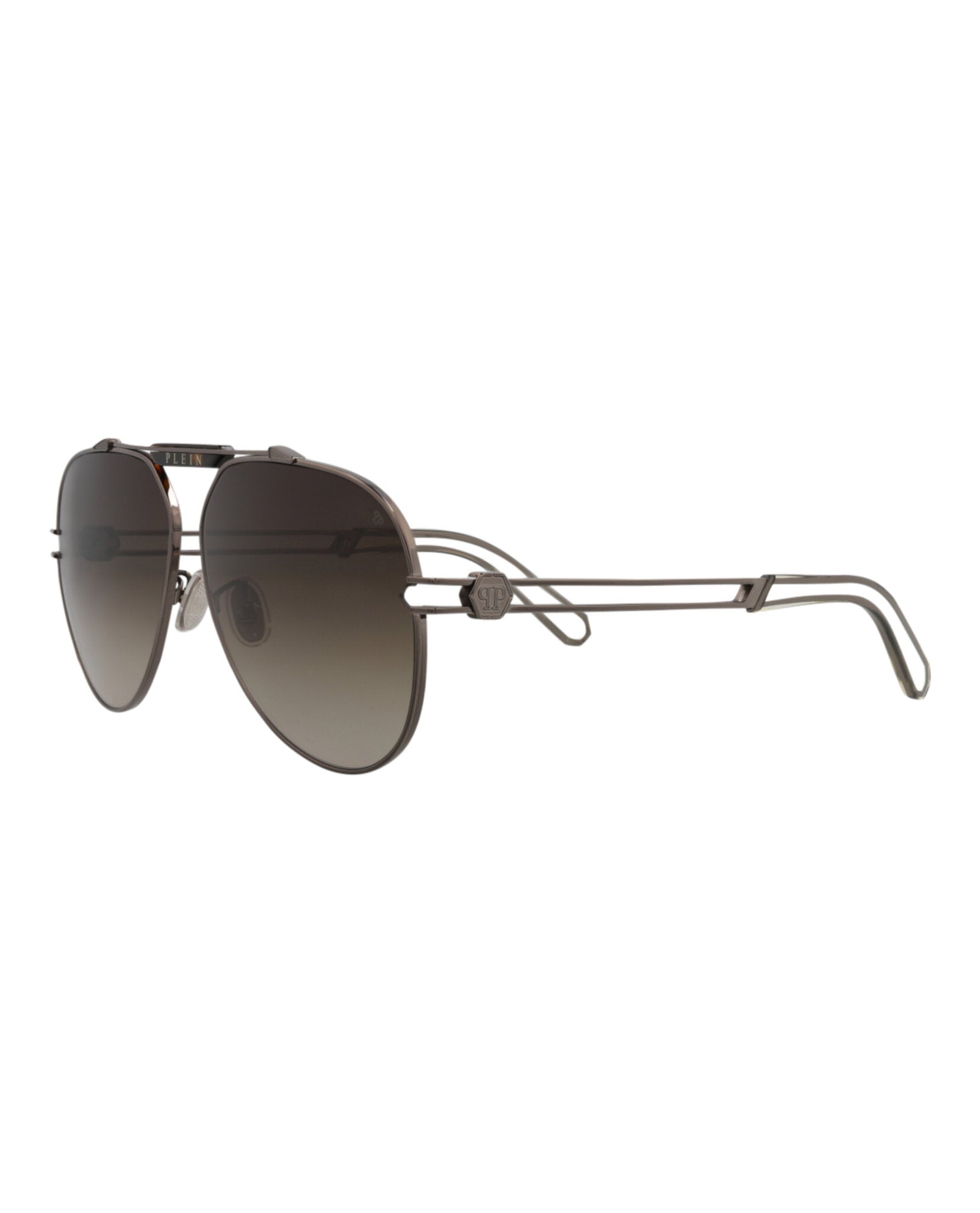 title:Philipp Plein Novelty Sunglasses Style #SPP048M-620584;color:Gunmetal Gunmetal Brown