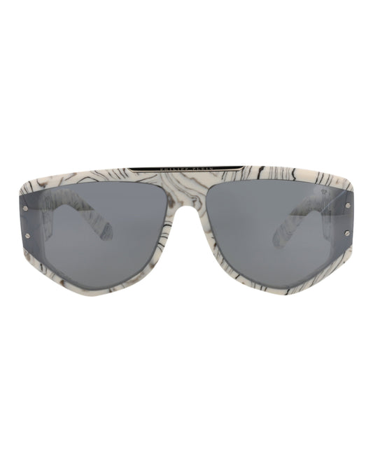 title:Philipp Plein Novelty Sunglasses Style #SPP093M-659YLX;color:Ivory Ivory Smoke