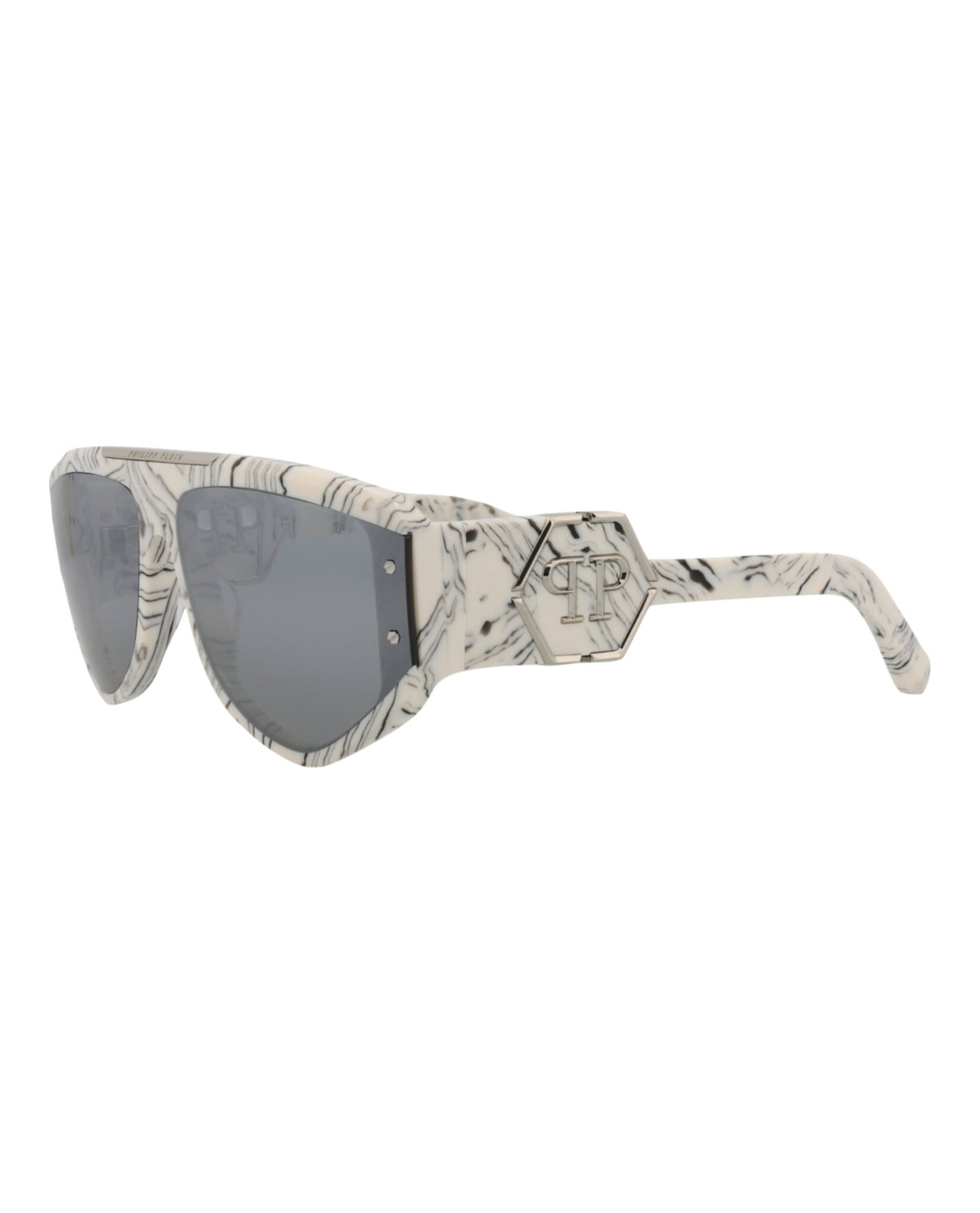 title:Philipp Plein Novelty Sunglasses Style #SPP093M-659YLX;color:Ivory Ivory Smoke