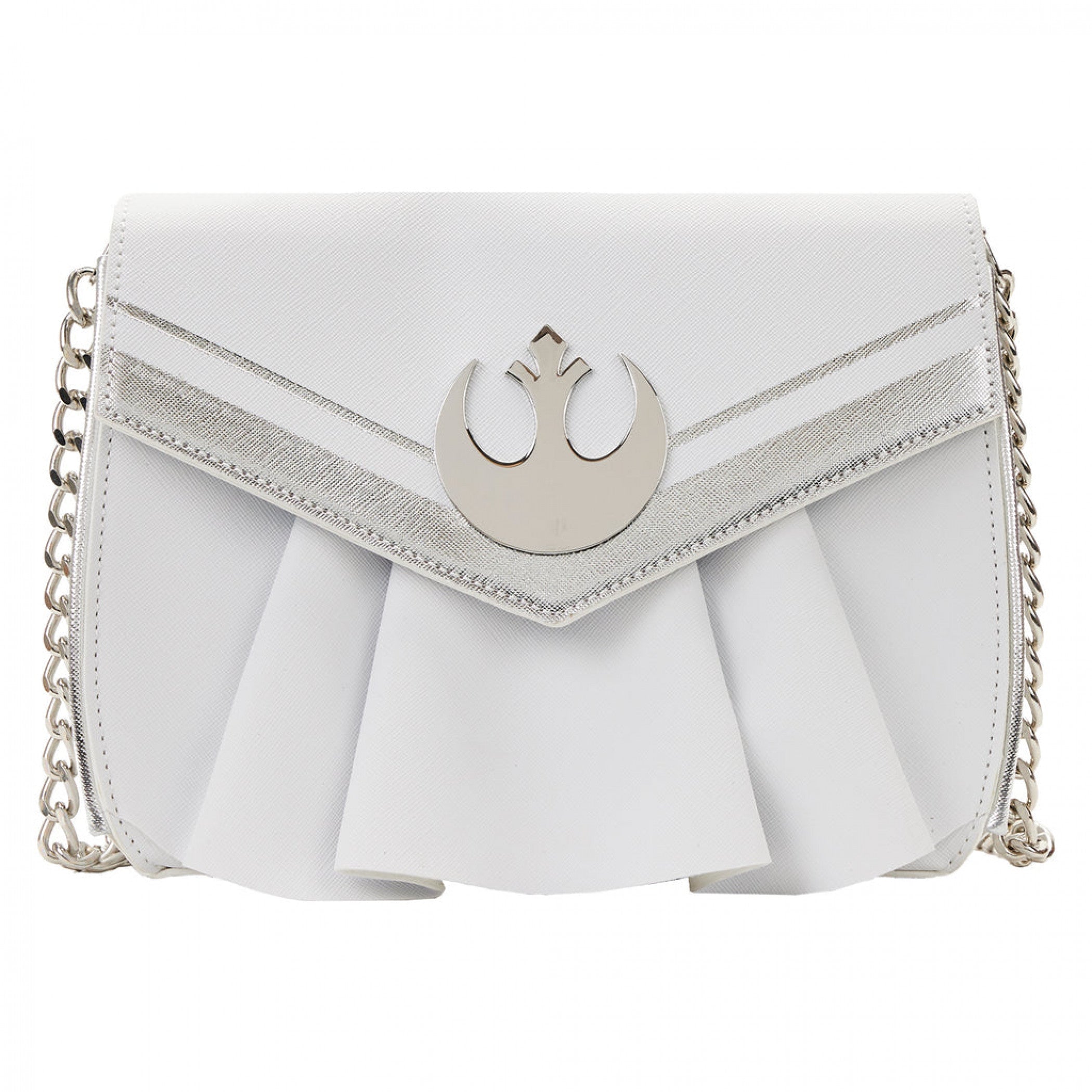 title:Star Wars Princess Leia Cosplay Chain Strap Crossbody Bag by Loungefly;color:White