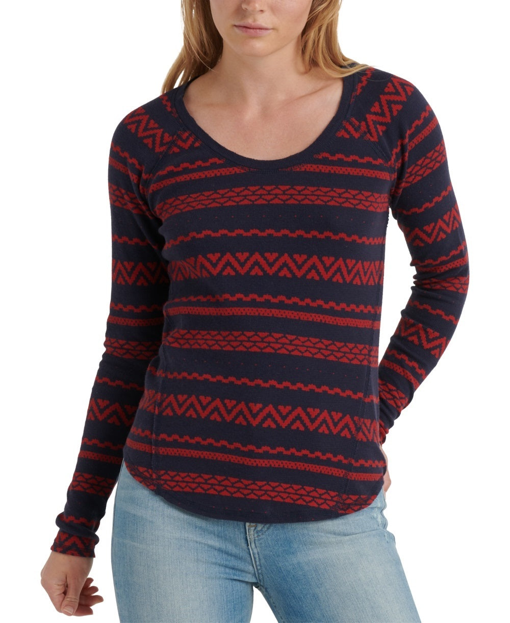 Lucky Brand Women's Fair Isle Thermal Top Red Size Small– Ruumur