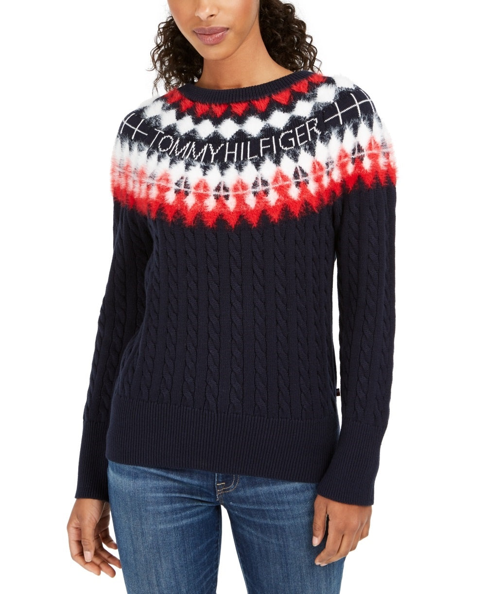 Tommy Hilfiger Women's Fair Isle Sweater Blue Size X-Small