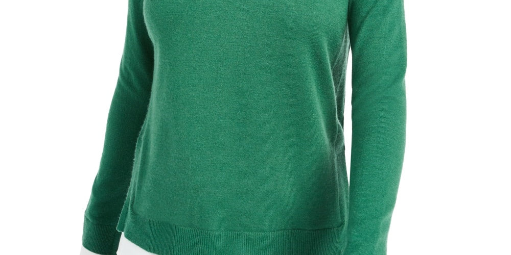 Maison Jules Women's Long Sleeve Peter Pan Collar Blouse Wear To Work Top Green Size Large