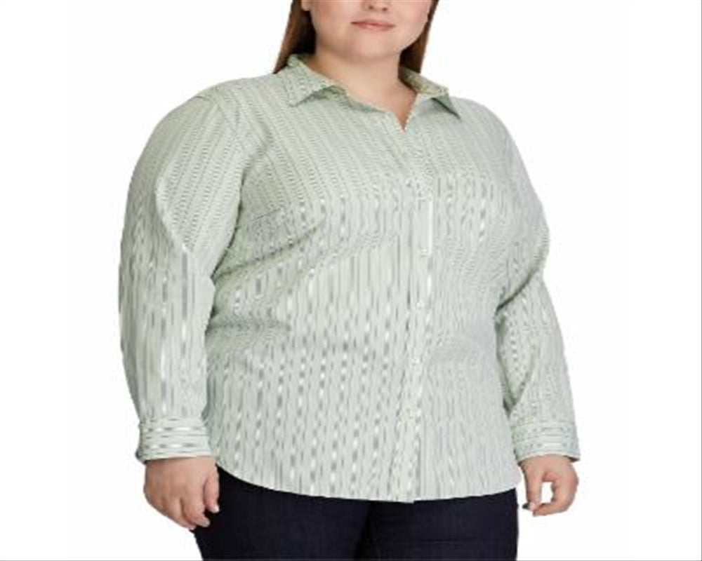 Ralph Lauren Women's Plus Cotton Blend Shirt Green Size 2X