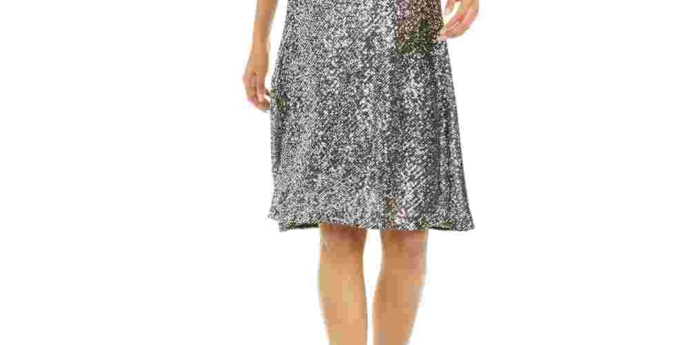 Taylor Women's Cowlneck Sequined Midi Dress Silver Size 16