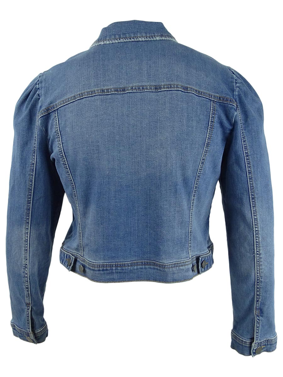 Maison Jules Women's Puff Sleeve Denim Jacket Blue Size X-Large