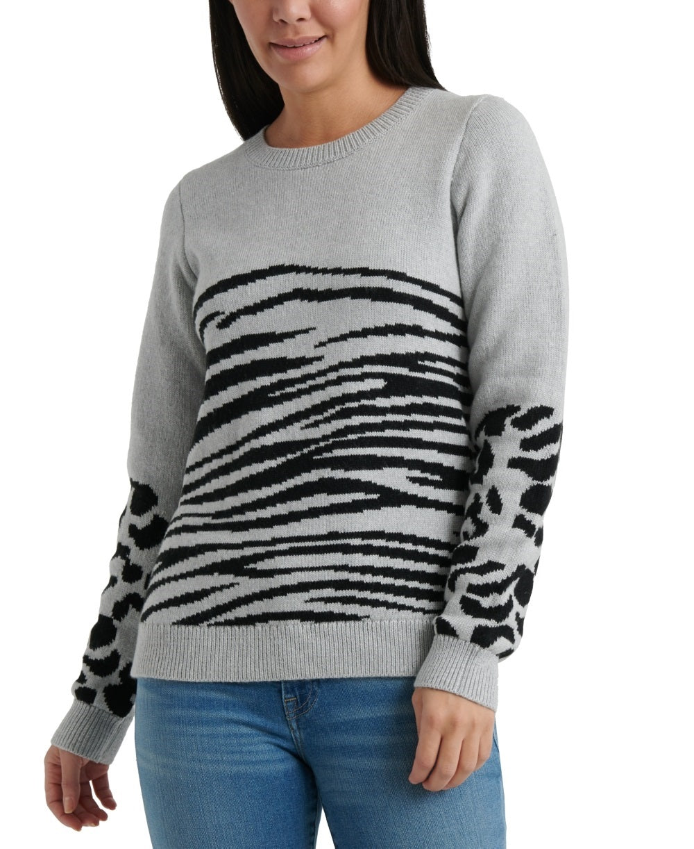 Lucky Brand Women's Mixed Animal Sweater Gray Size Small– Ruumur