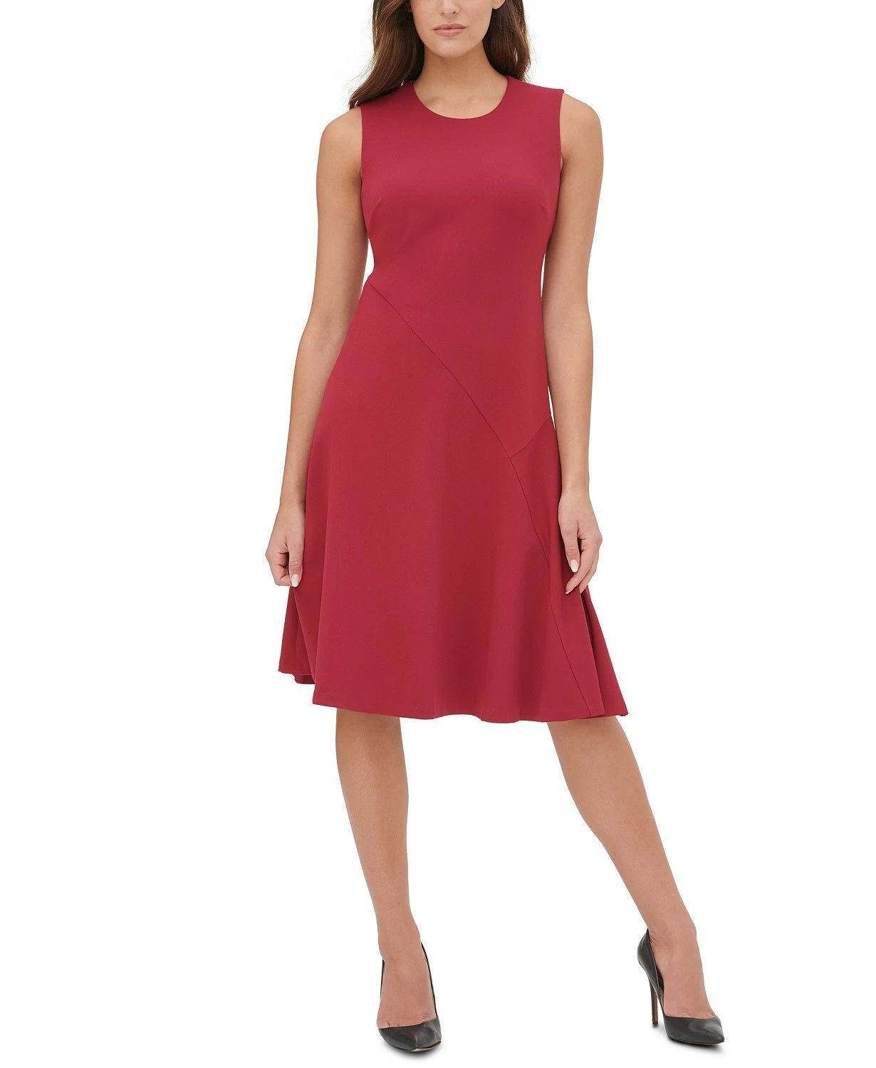 Tommy Hilfiger Women's Solid Midi Dress Red Size 14