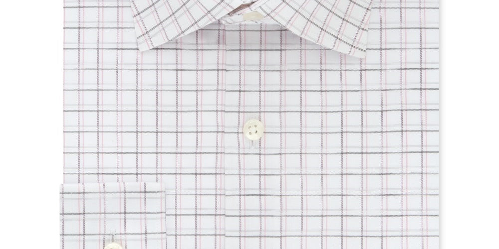 Michael Kors Men's Plaid Collared Classic Fit Stretch Dress Shirt White Size 15X32X33