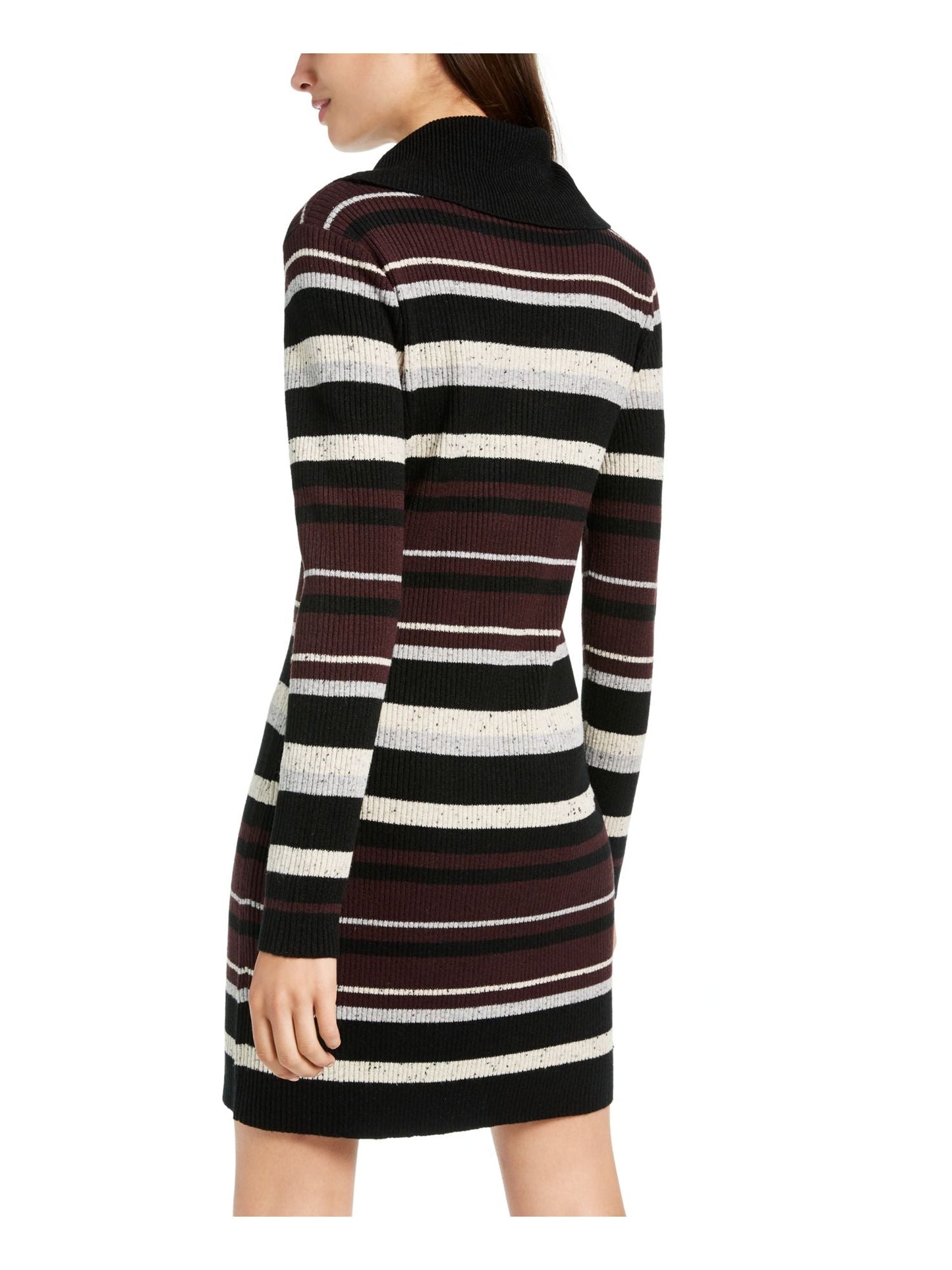 BCX Women's Striped Cowl Neck Sweaterdress Black Size Small