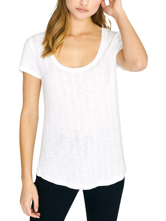 Sanctuary Women's Ribbed Scoop Neck Blouse White Size Large