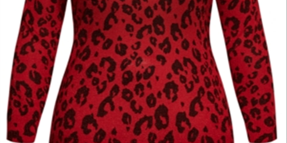 City Chic Women's Plus Trendy Leopard Print Sweater Red Size X-Small