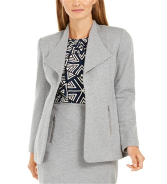 Calvin Klein Women's Open Front Wing Collar Blazer Gray Size 16