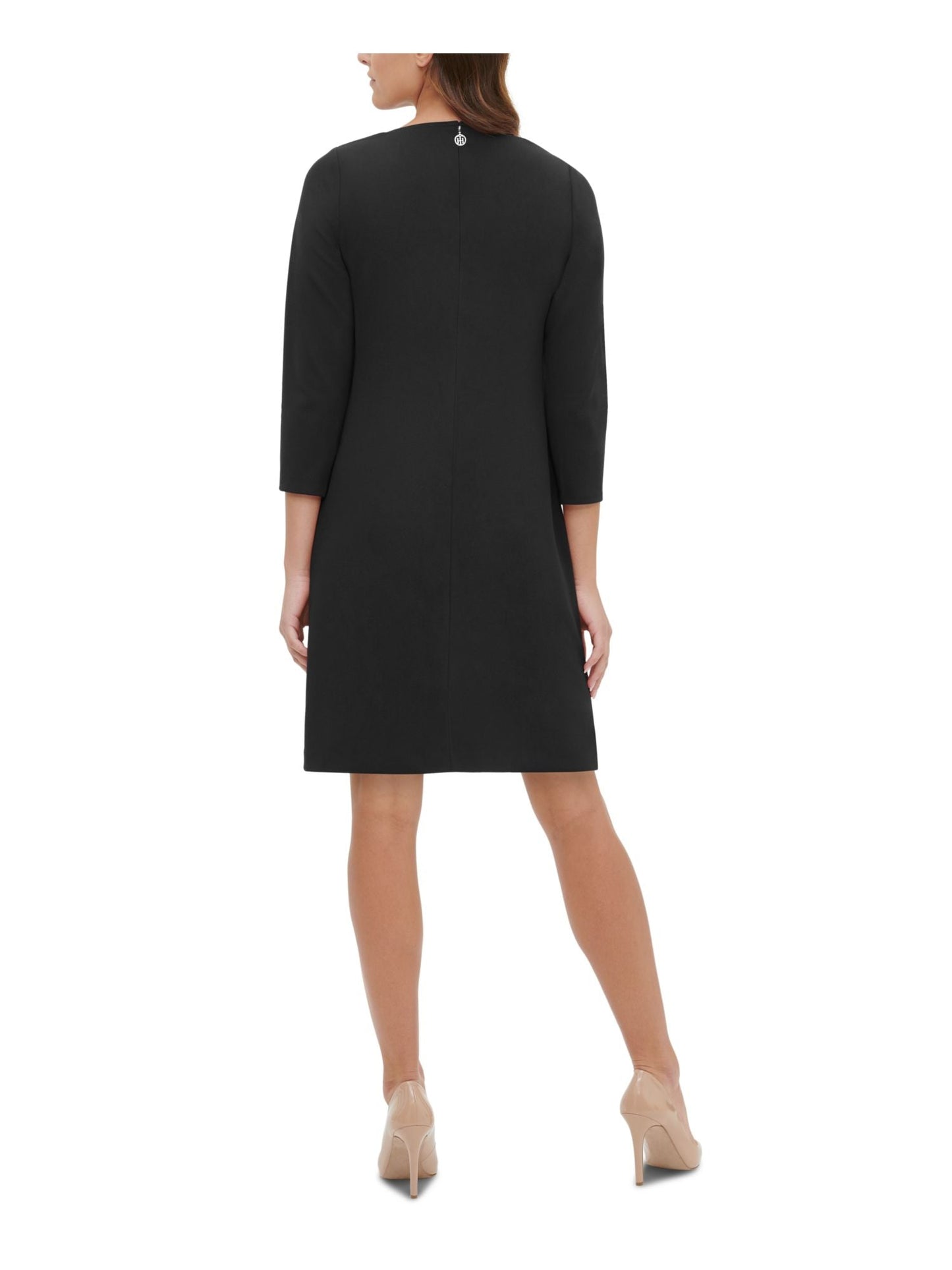 Tommy Hilfiger Women's Long Sleeve Above the Knee Shift Dress Black Size 2 Petite