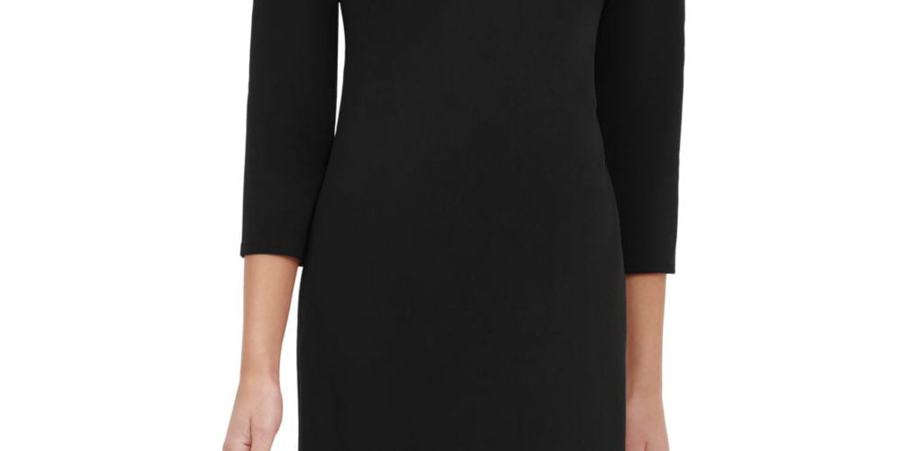 Tommy Hilfiger Women's Long Sleeve Above the Knee Shift Dress Black Size 2 Petite