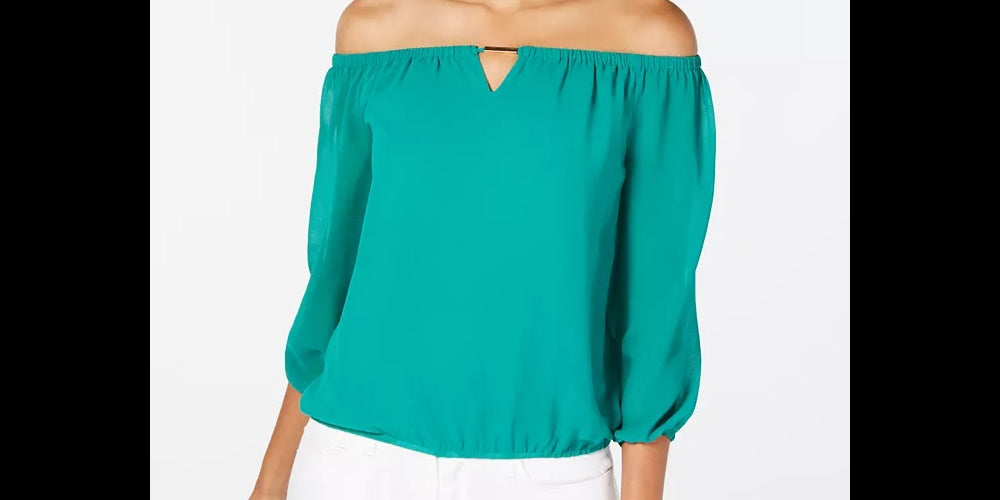 Thalia Sodi Off-The-Shoulder Keyhole Blouse  Green Size XX-Large