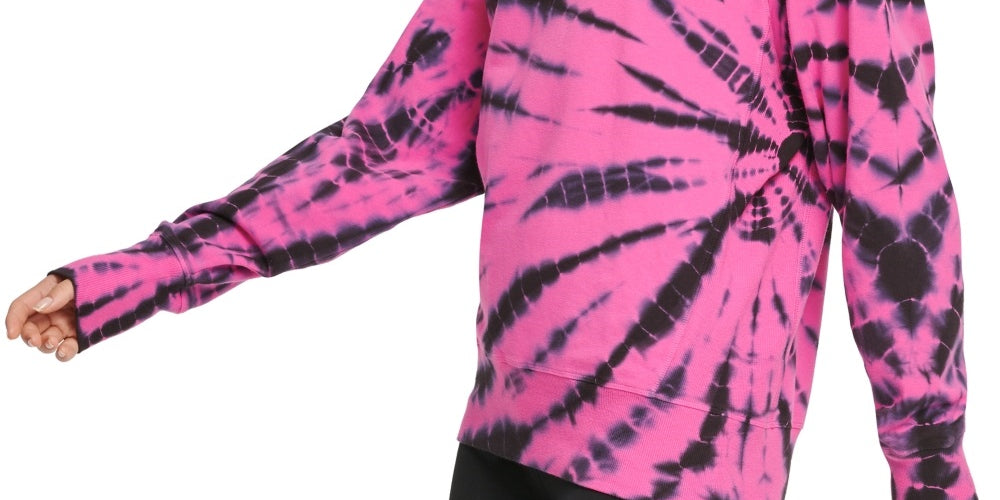 DKNY Women's Sport Tie Dyed Logo Top Pink Size Small