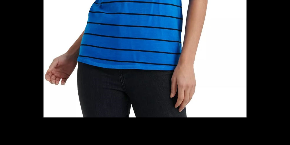 Lucky Brand Women's Crew Neck Striped T-Shirt Blue Size X-Small