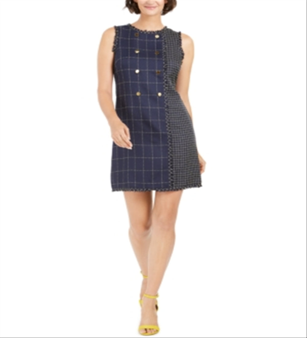 Julia Jordan Women's Mixed Plaid Sheath Dress Blue Size 6