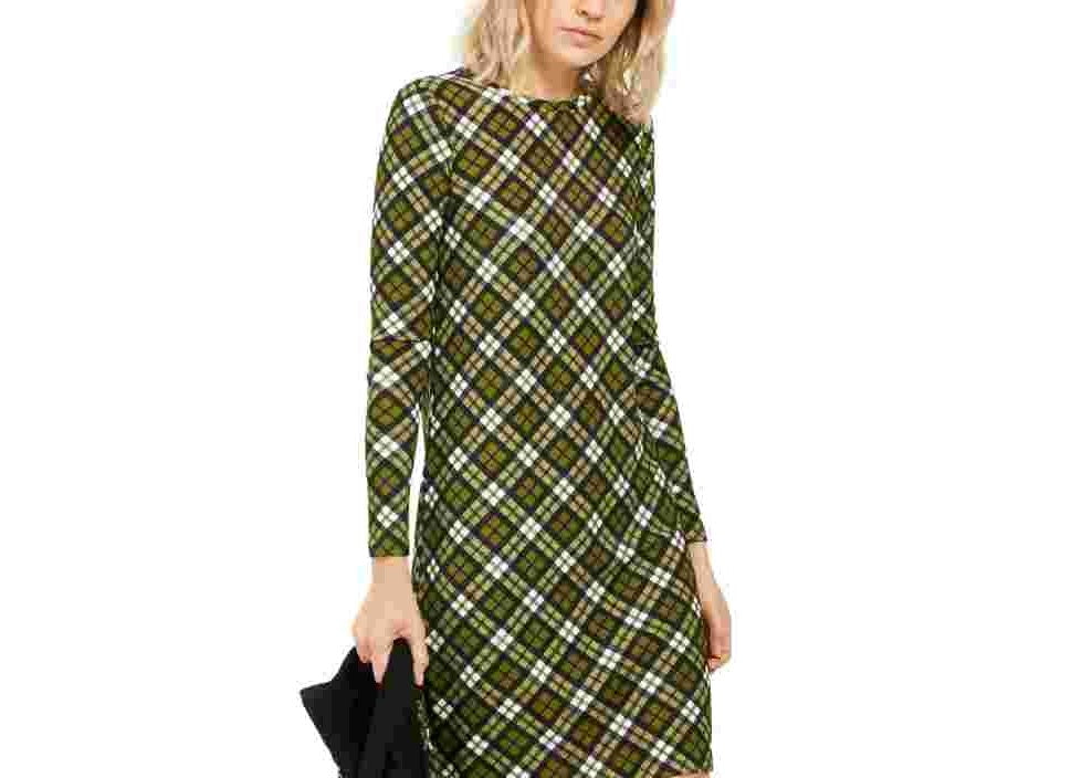 Michael Kors Women's Plaid T-Shirt Dress Green Size Large