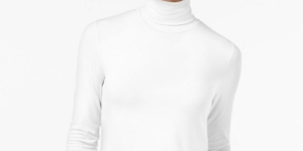 Maison Jules Women's Turtleneck Top White Size Large