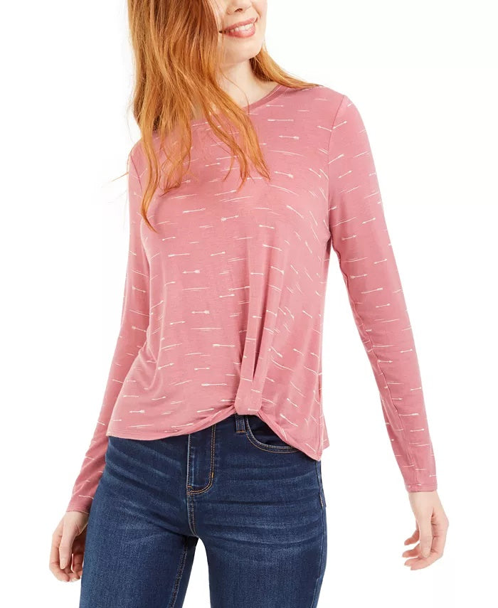 Self Esteem Women's Knit Printed Pullover Top Pink Size Small