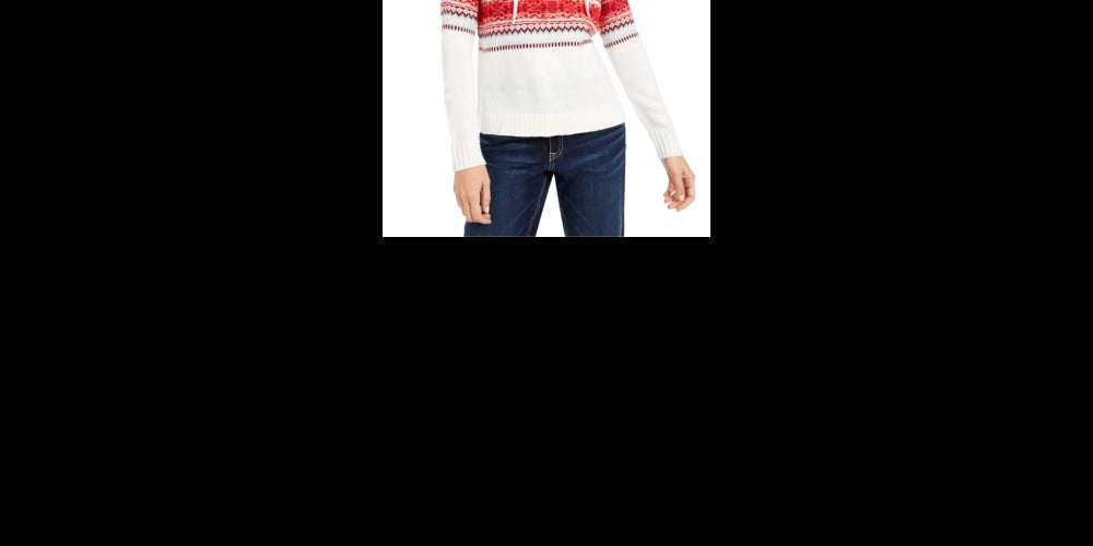 American Rag Junior's Fair Isle Hoodie Sweater White