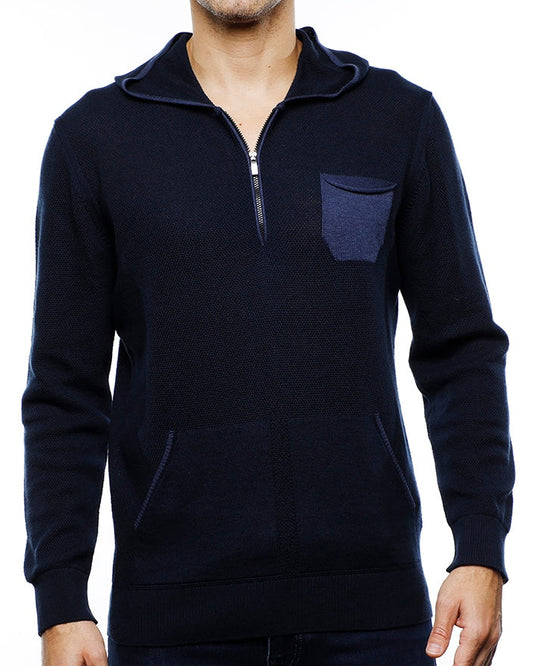 Navy Hoodie, 3/4 Zip