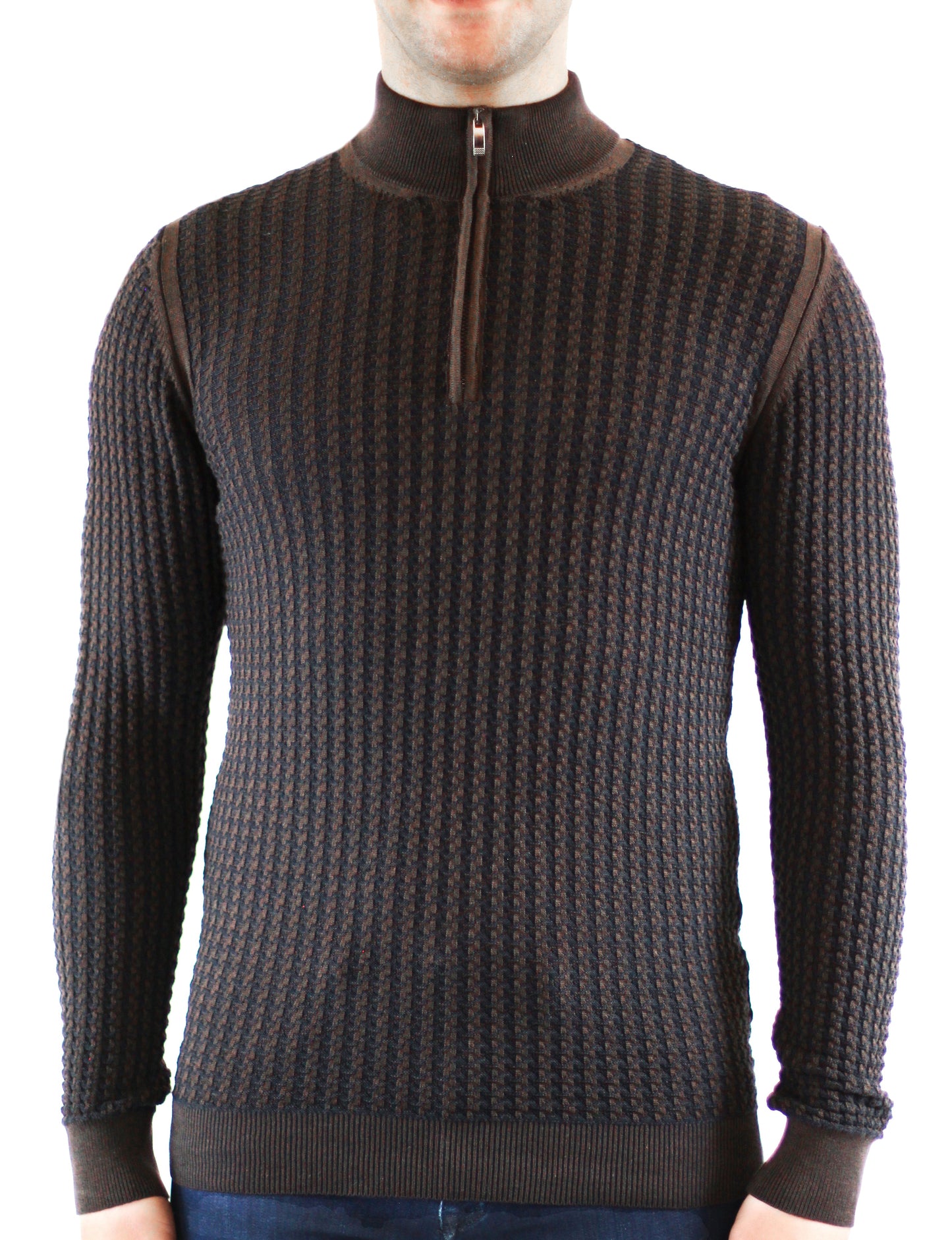 Light Brown and Navy Chain, 3/4 Zip