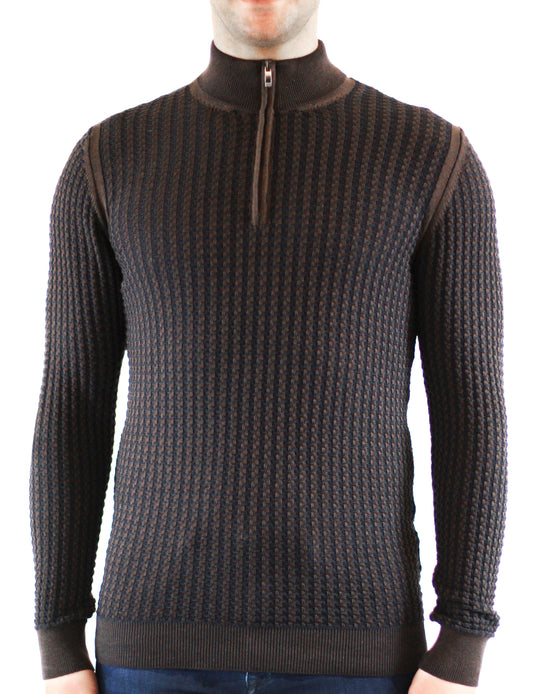 Light Brown and Navy Chain, 3/4 Zip