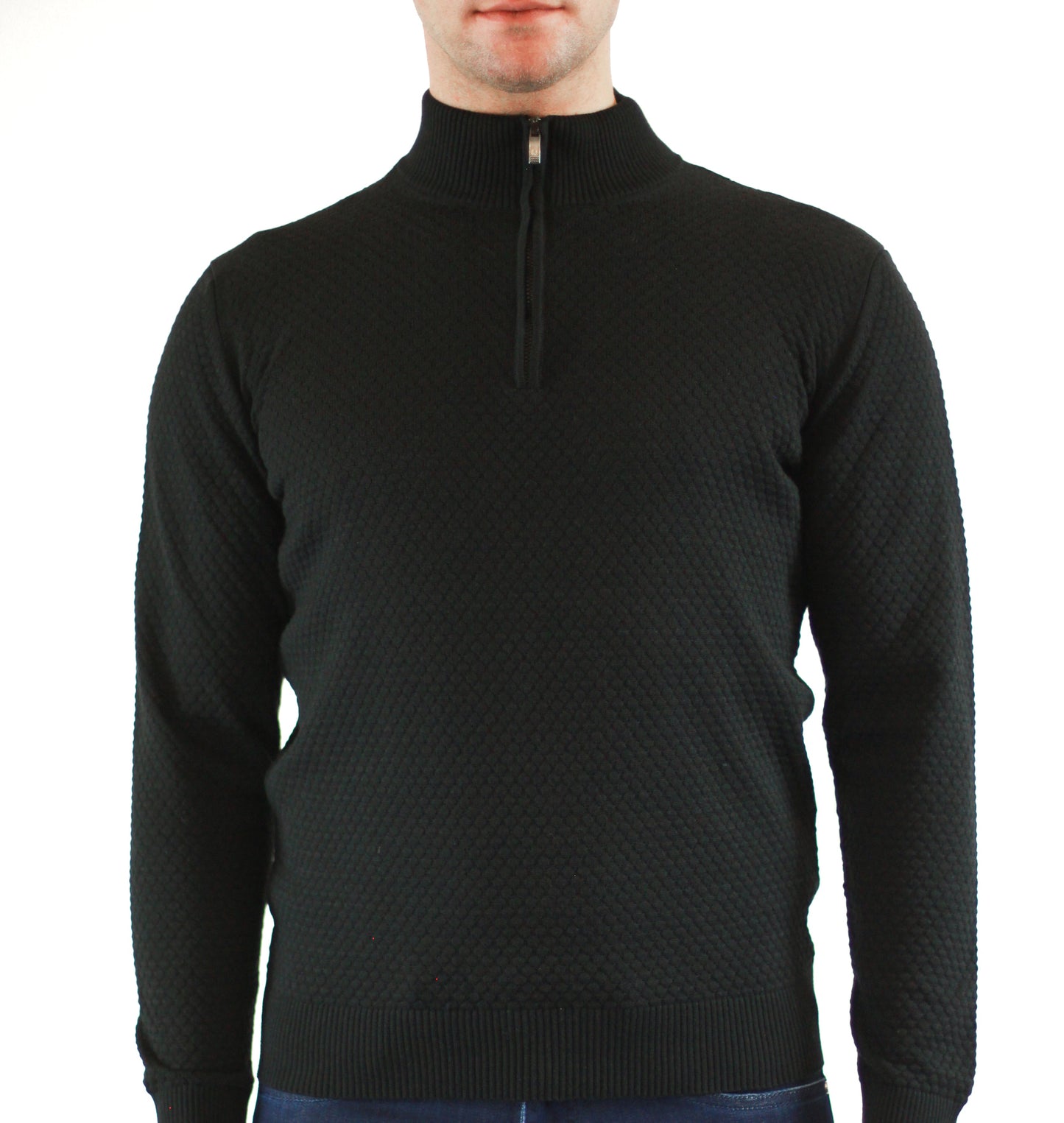 Black Bubble Knit, 3/4 Zip