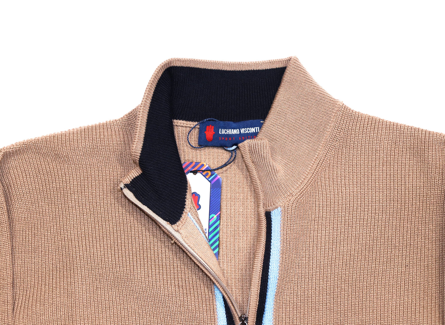 Khaki with Blue & Navy Full Zip