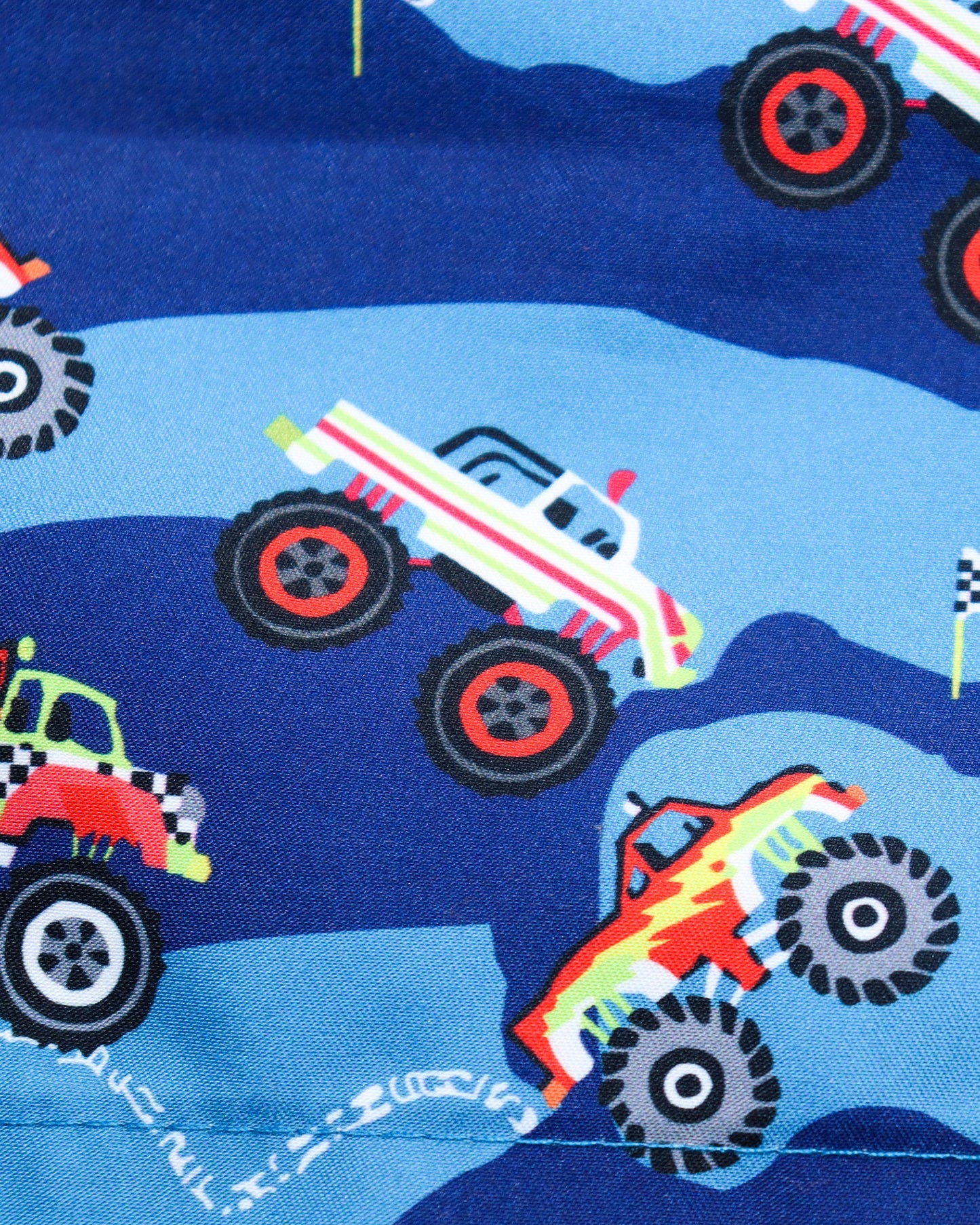 Navy & Turquoise with Monster Trucks