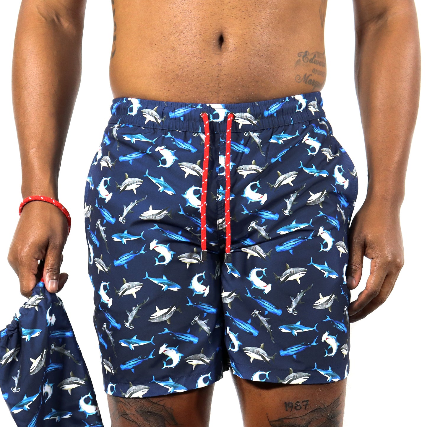 Navy Shark Swim Shorts