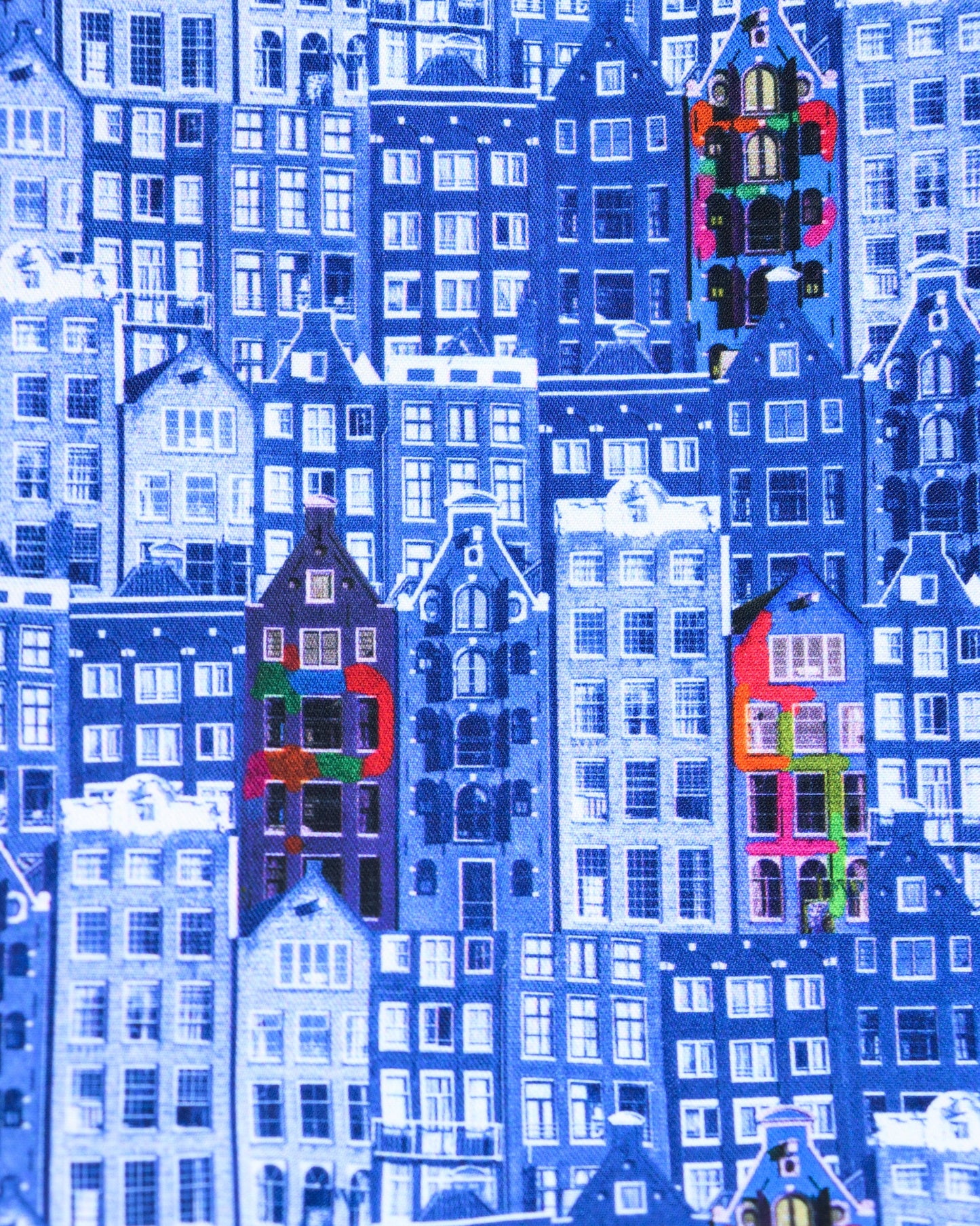 Blue, White & Multicolor Buildings