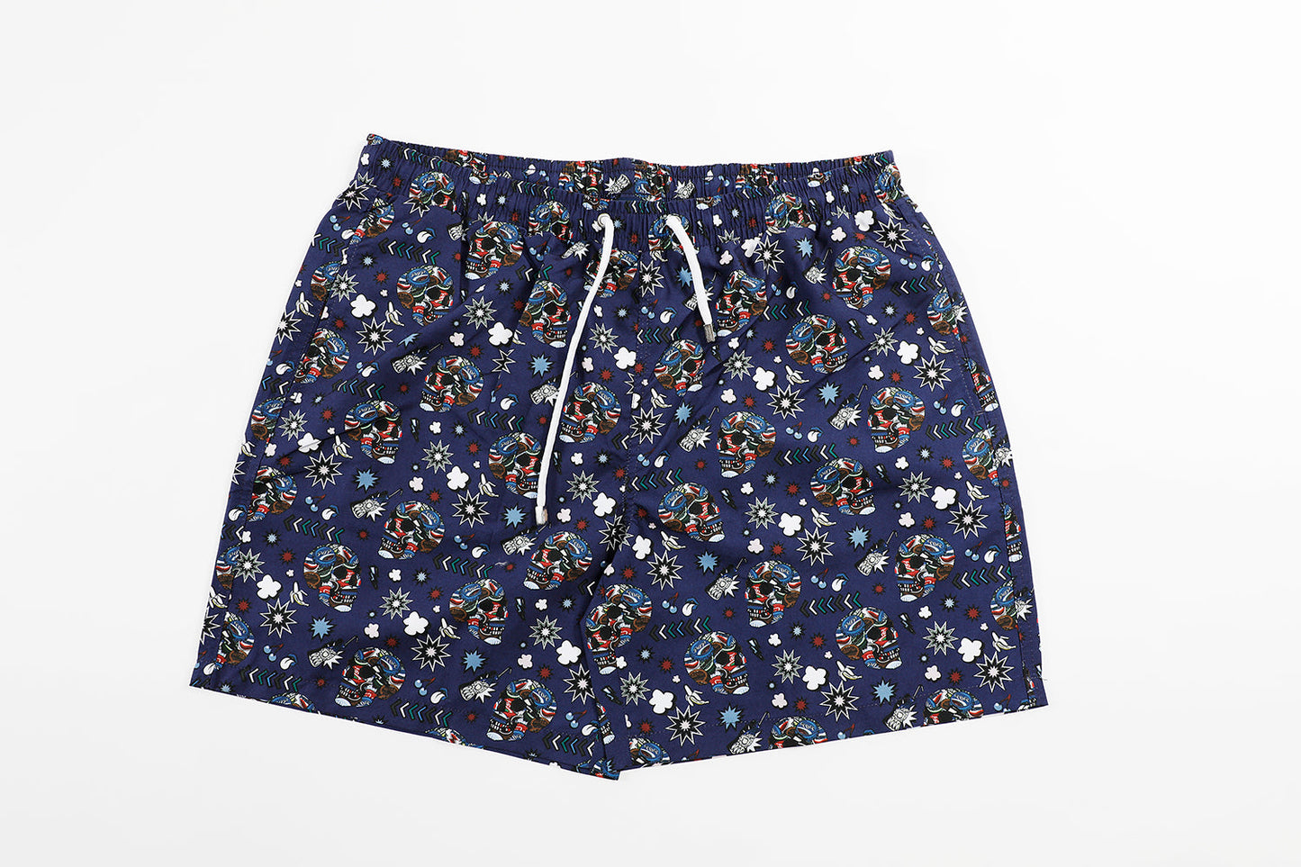 Navy with Multicolor Skulls