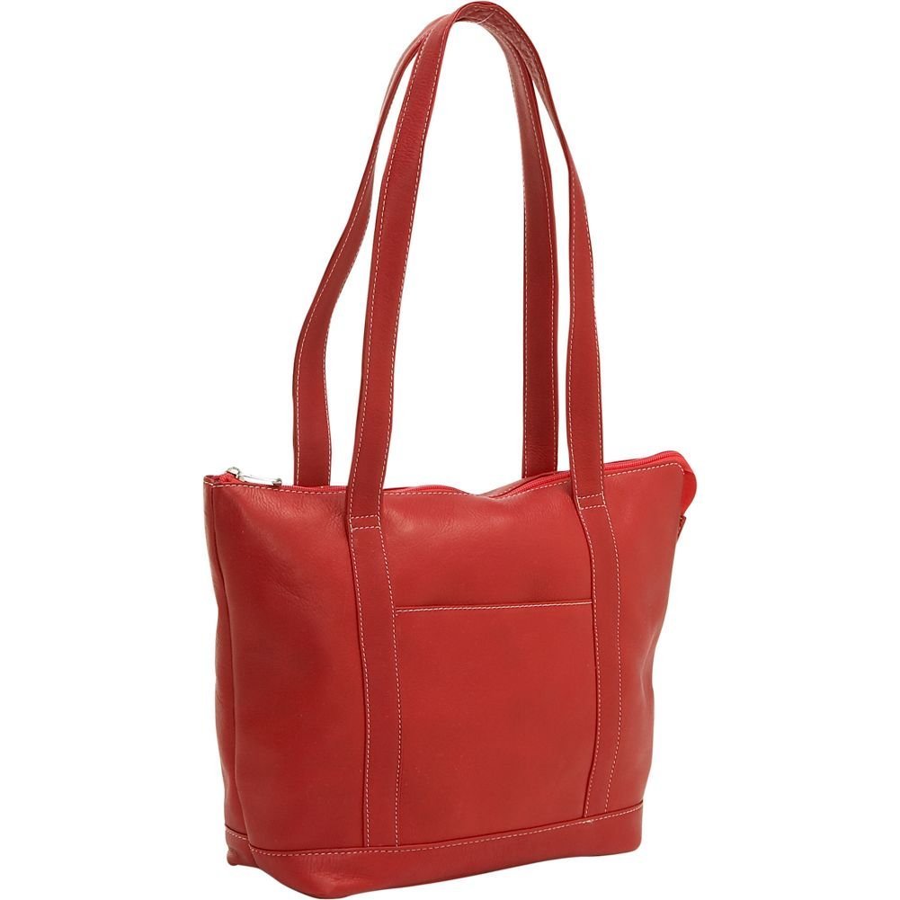 title:Leather Double Strap Small Pocket Tote;color:Red