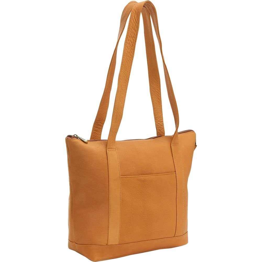 title:Leather Double Strap Small Pocket Tote;color:Tan