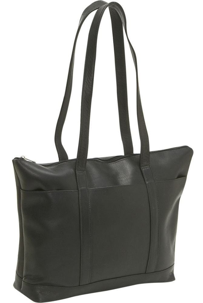 title:Leather Medium Classic Pocket Tote Bag;color:Black