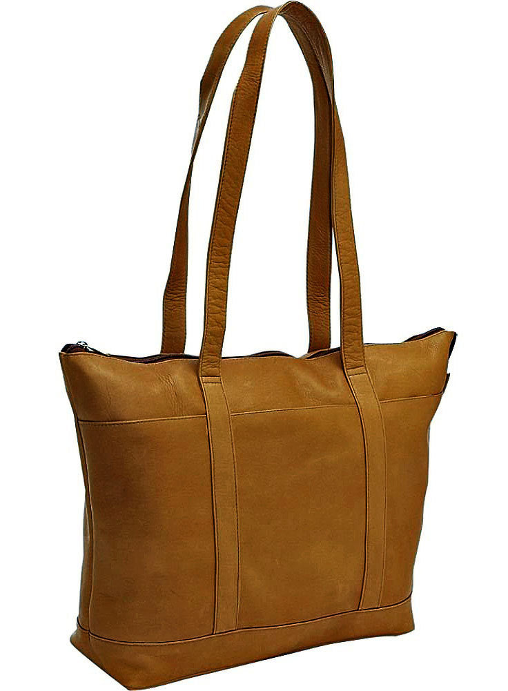 title:Leather Medium Classic Pocket Tote Bag;color:Tan