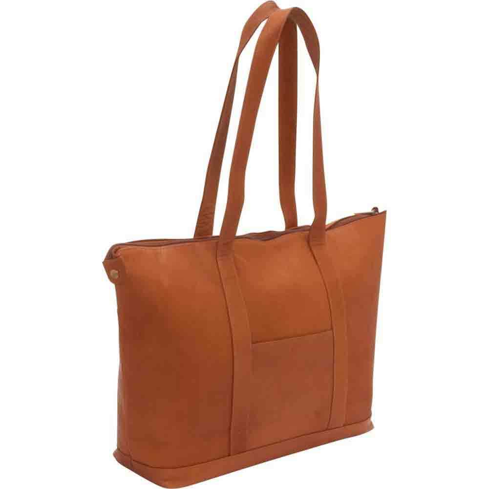 title:Leather Double Strap Large Pocket Tote;color:Tan